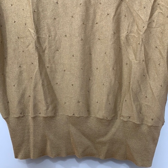 Talbots | NWT Tan Brown Silk Cotton Lightweight Beaded V-Neck Pullover Sweater S - Picture 11 of 17